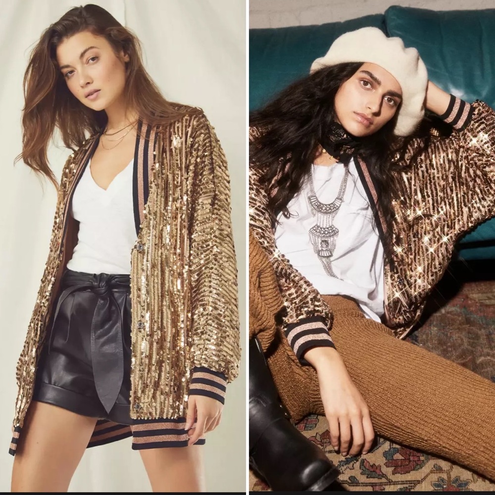 NWT Free People Riviera Sequin Dolman Jacket